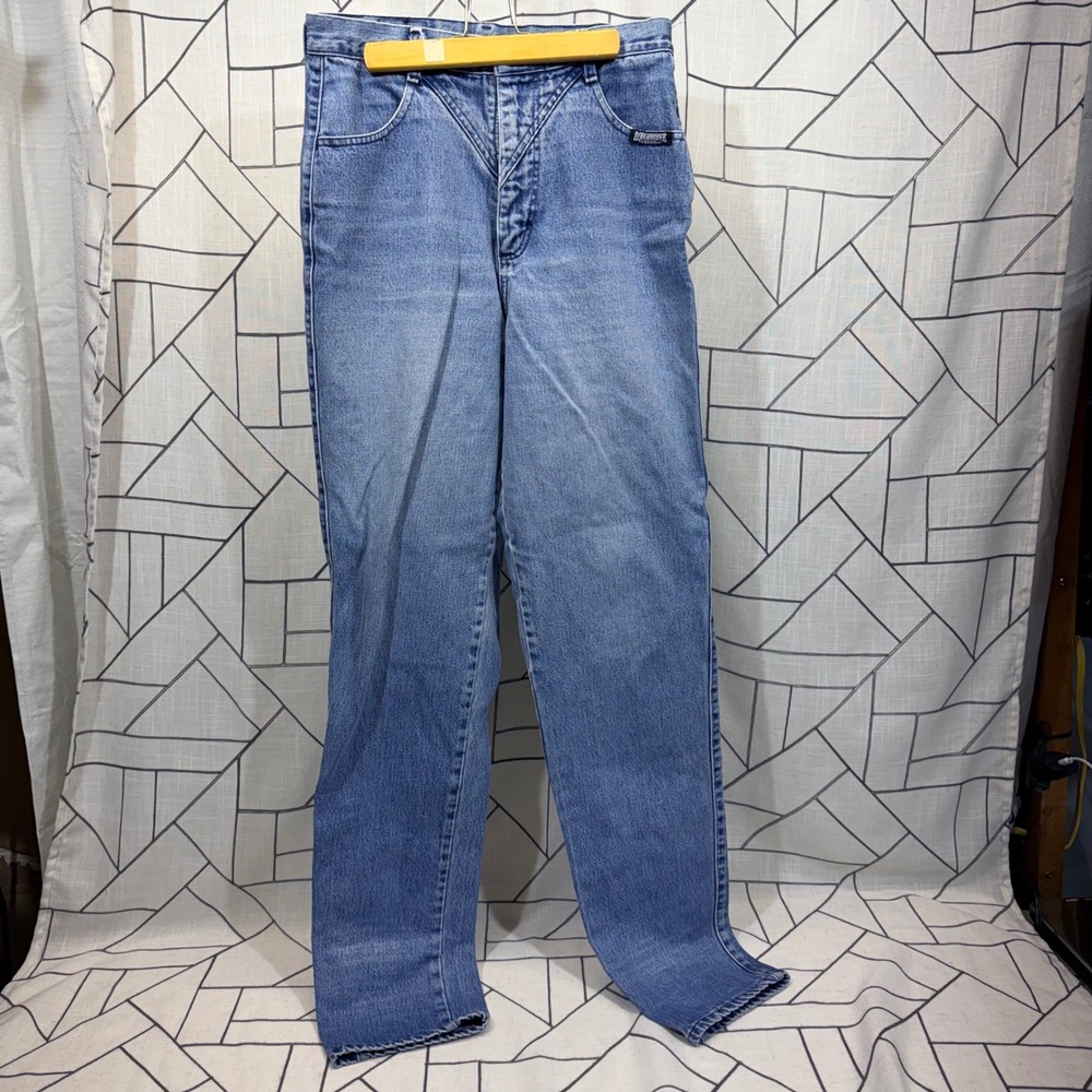 Roughrider‎ by Circle T Vintage Western Jeans Blue Denim V-Yoke Concho 28x34
